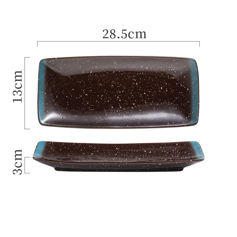 Japanese Ceramic Sushi Plates - Rectangular Porcelain Serving Dish with Underglaze Finish