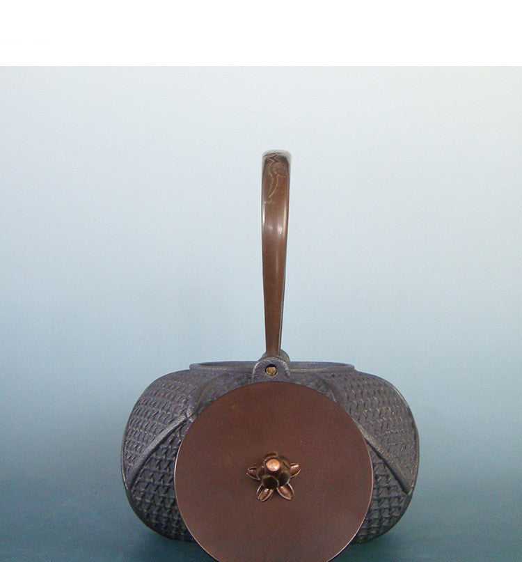 Akari Hand-Painted Cast Iron Pot - Japanese Tea Set Kettle with Half-Lid Design