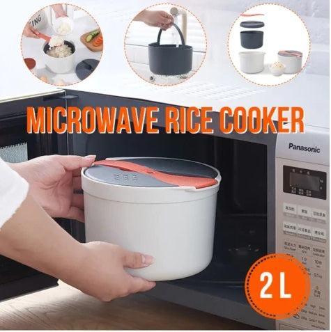 Microwave Rice Cooker - 2L Food-Grade PP Steamer for Quick, Fluffy Rice