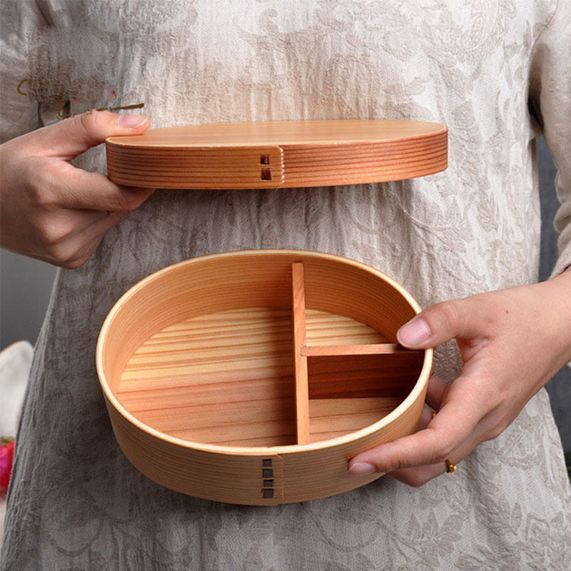 Wooden Bento Box - Natural Japanese Lunch Box for Daily Meals and Picnics