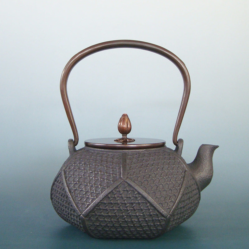 Akari Hand-Painted Cast Iron Pot - Japanese Tea Set Kettle with Half-Lid Design
