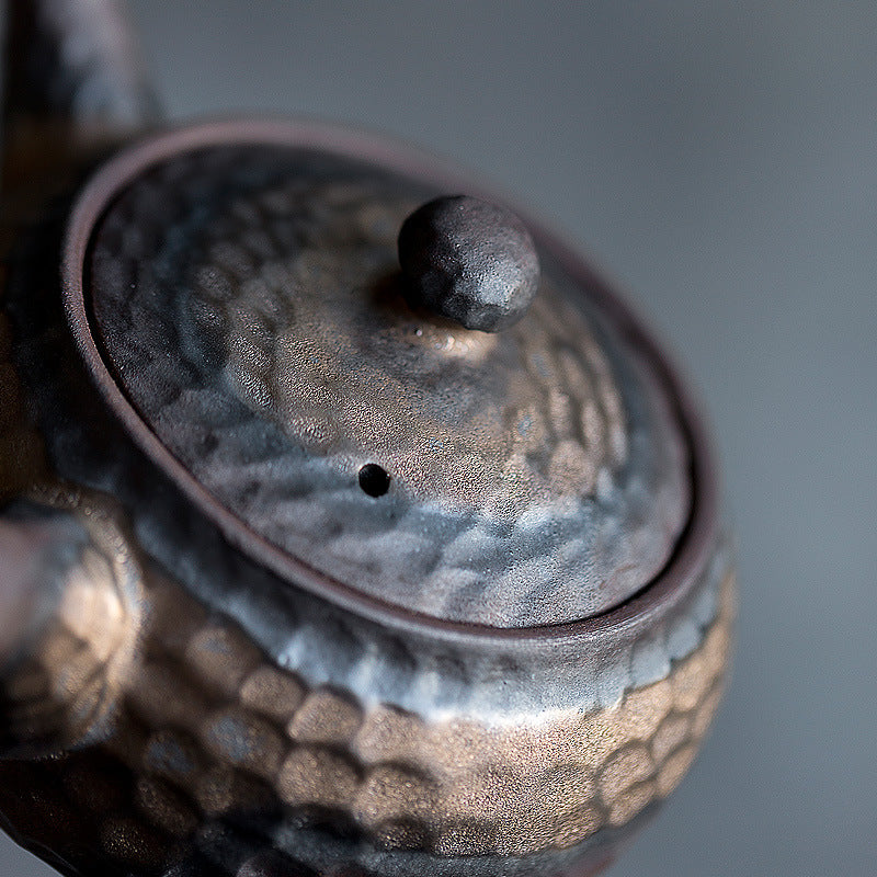 Handmade Rough Pottery Kyushu Teapot - Stoneware Side-Handle Teapot