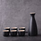 Sakura Vintage Sake Set - Japanese Ceramic Sake Pot & Cups, Handcrafted Coarse Pottery