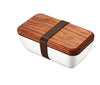 Japanese Ceramic & Wood Bento Box - Minimalist Lunch Box with Natural Wooden Lid