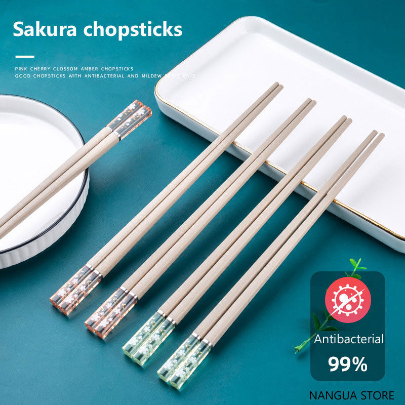 Non-Slip Alloy Chopsticks - Japanese Cherry Blossom Design