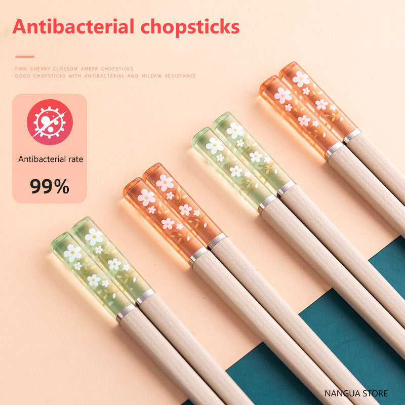 Non-Slip Alloy Chopsticks - Japanese Cherry Blossom Design