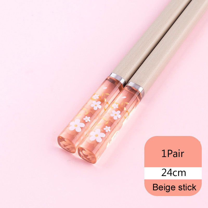 Non-Slip Alloy Chopsticks - Japanese Cherry Blossom Design