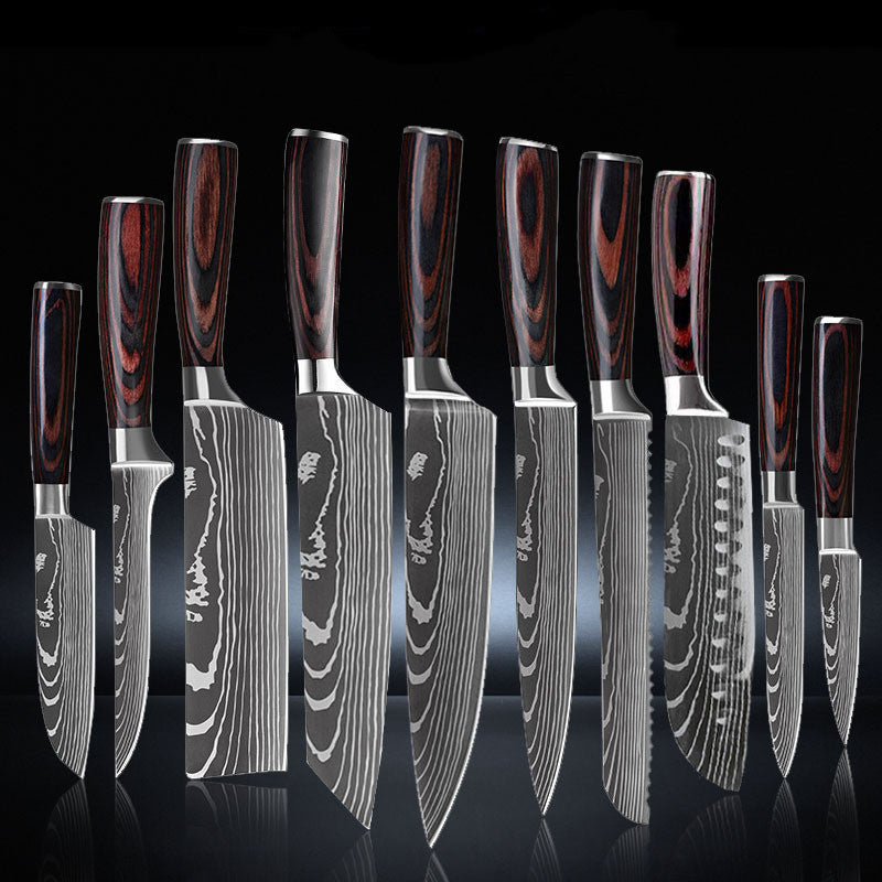 10-Piece Chef’s Knife Set - Premium Stainless Steel Kitchen Set with Ergonomic Handles