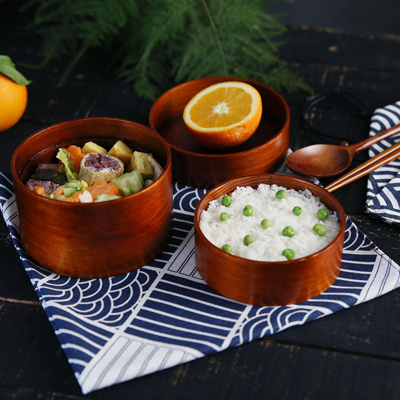 Japanese Solid Wood Bento Box - Handcrafted Natural Lunch Box