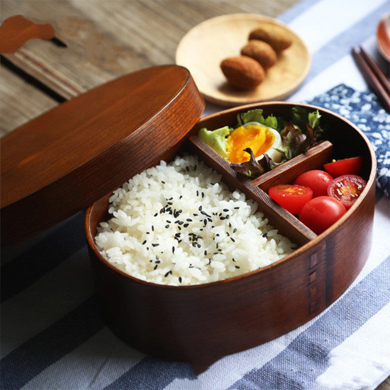 Japanese Style Wooden Bento Box - Minimalist Square Lunch Box