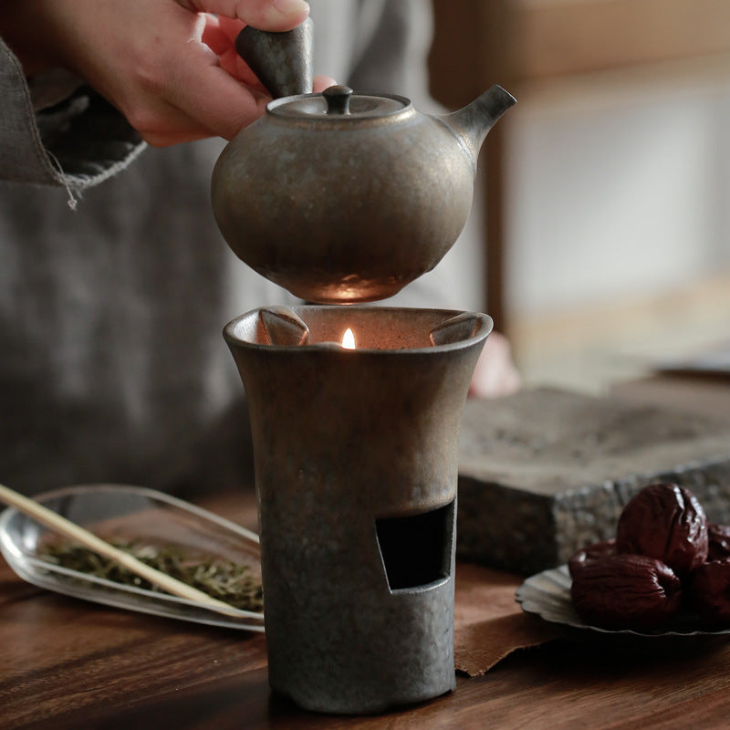 Gilded Side-Handle Kyusu Teapot - Handmade Japanese Pottery Teapot with Ceramic Glaze Finish