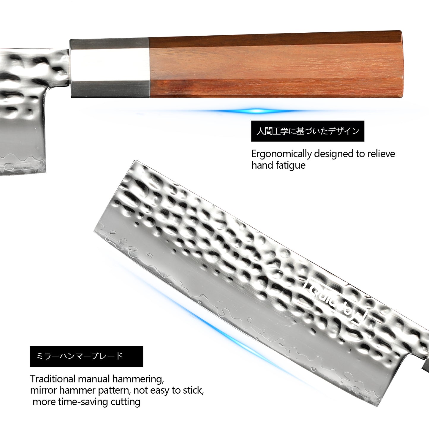7" Nakiri Knife - Hand-Forged Hammered Japanese Vegetable Knife with Mirror Blade & Olivewood Handle