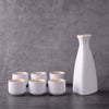 Sakura Vintage Sake Set - Japanese Ceramic Sake Pot & Cups, Handcrafted Coarse Pottery
