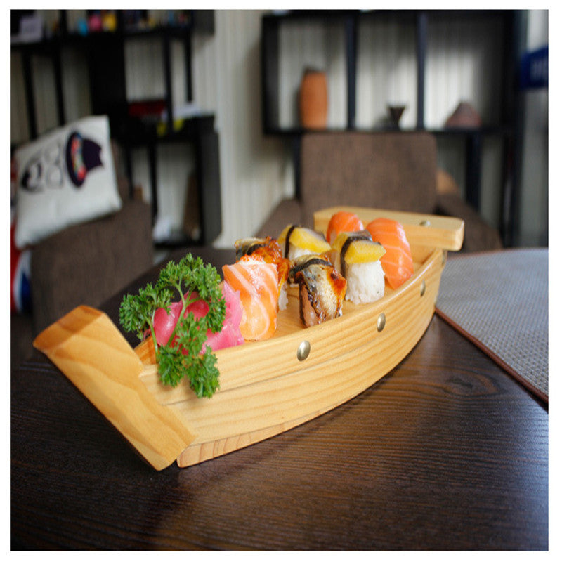 Pine Wooden Sushi Boat - Handcrafted Japanese-Style Serving Tray for Sushi & Sashimi Presentation