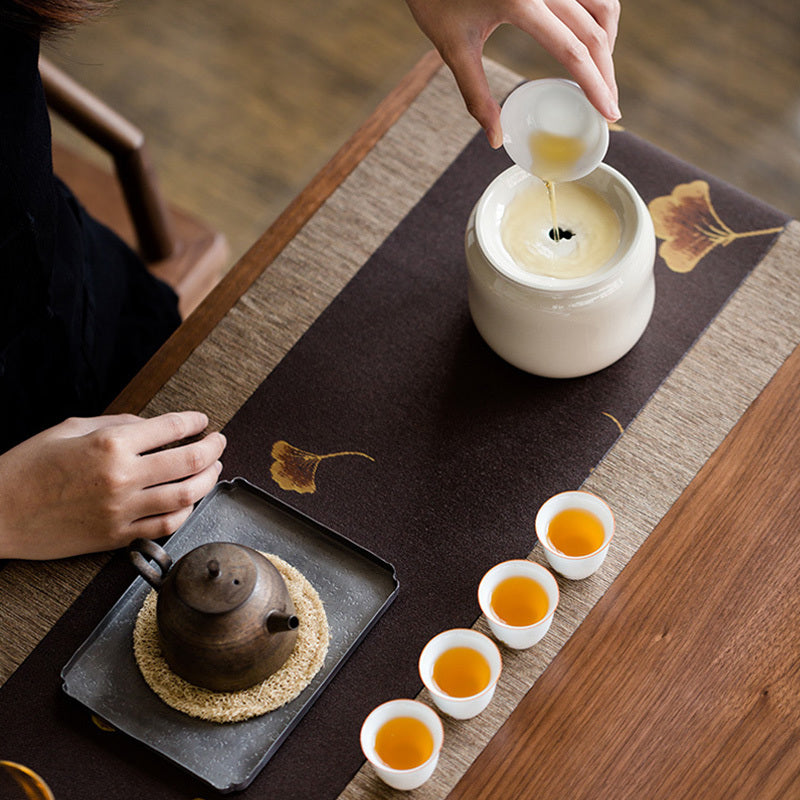 Ginkgo Biloba Tea Table Runner - Japanese Waterproof Fiber Mat