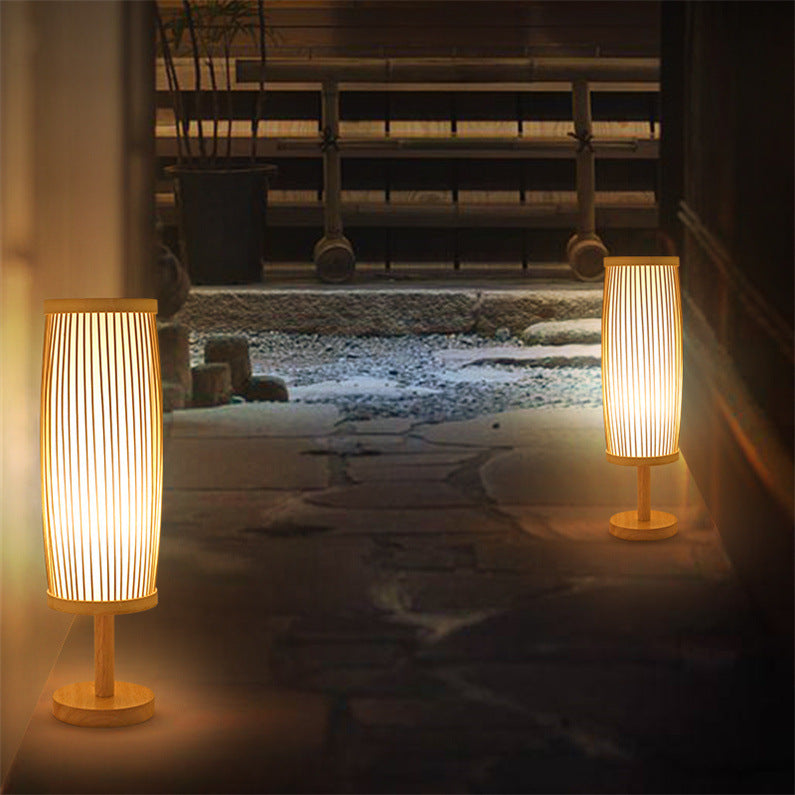 Japanese Atmosphere Table Lamp - Rechargeable Bamboo Light, Retro Minimalist Design