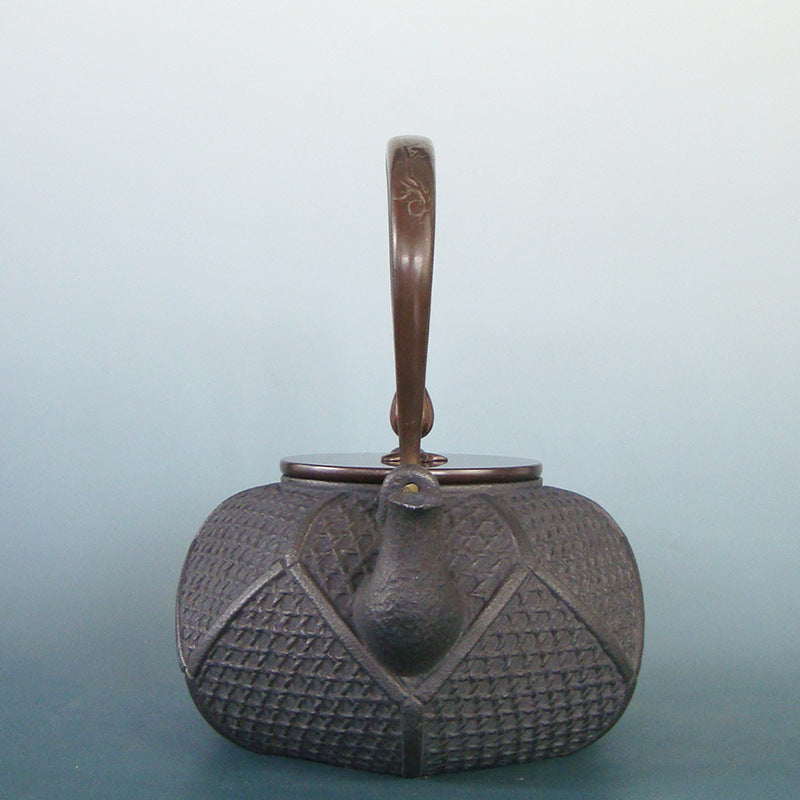 Akari Hand-Painted Cast Iron Pot - Japanese Tea Set Kettle with Half-Lid Design
