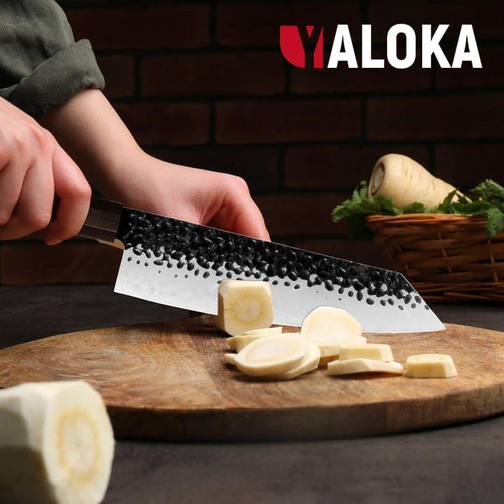 Akari 8" Gyuto Knife - 3-Layer High-Carbon Japanese Steel, Hand-Forged Professional Chef’s Knife