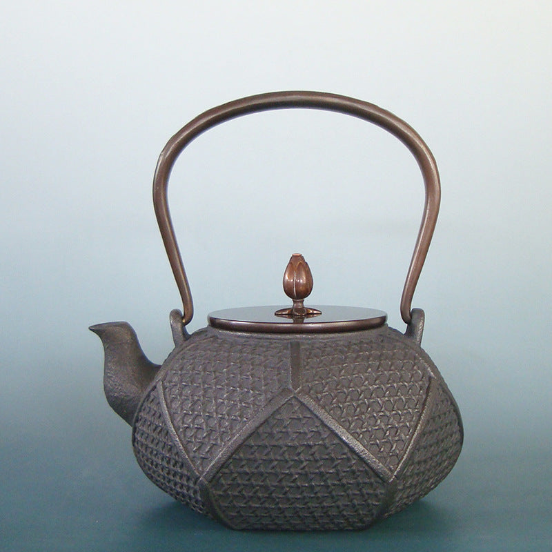 Akari Hand-Painted Cast Iron Pot - Japanese Tea Set Kettle with Half-Lid Design