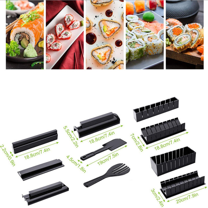 Sushi Machine Seaweed Roll Set - 10-Piece Sushi Mold Kit with Blade