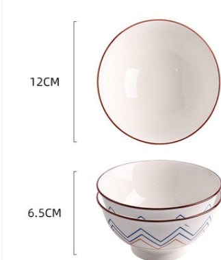 Japanese Ceramic Bowl - Single Large Porcelain Bowl with Underglaze Finish