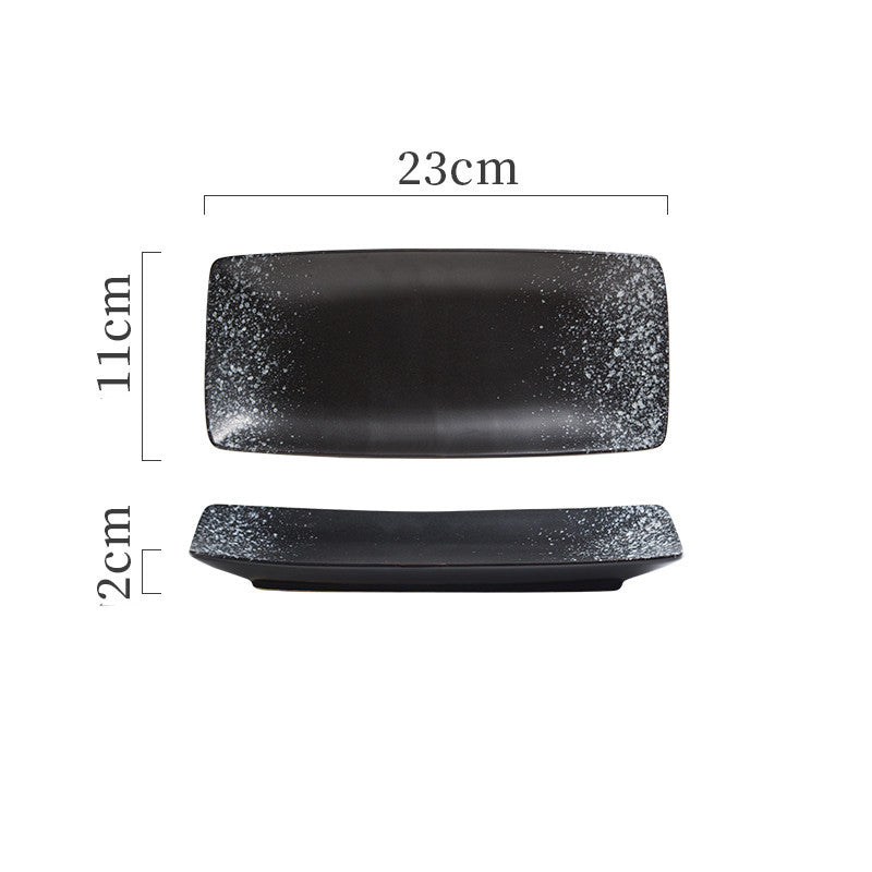 Japanese Ceramic Sushi Plates - Rectangular Porcelain Serving Dish with Underglaze Finish