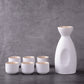 Sakura Vintage Sake Set - Japanese Ceramic Sake Pot & Cups, Handcrafted Coarse Pottery