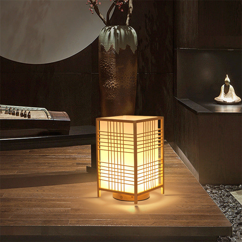 Japanese Atmosphere Table Lamp - Rechargeable Bamboo Light, Retro Minimalist Design