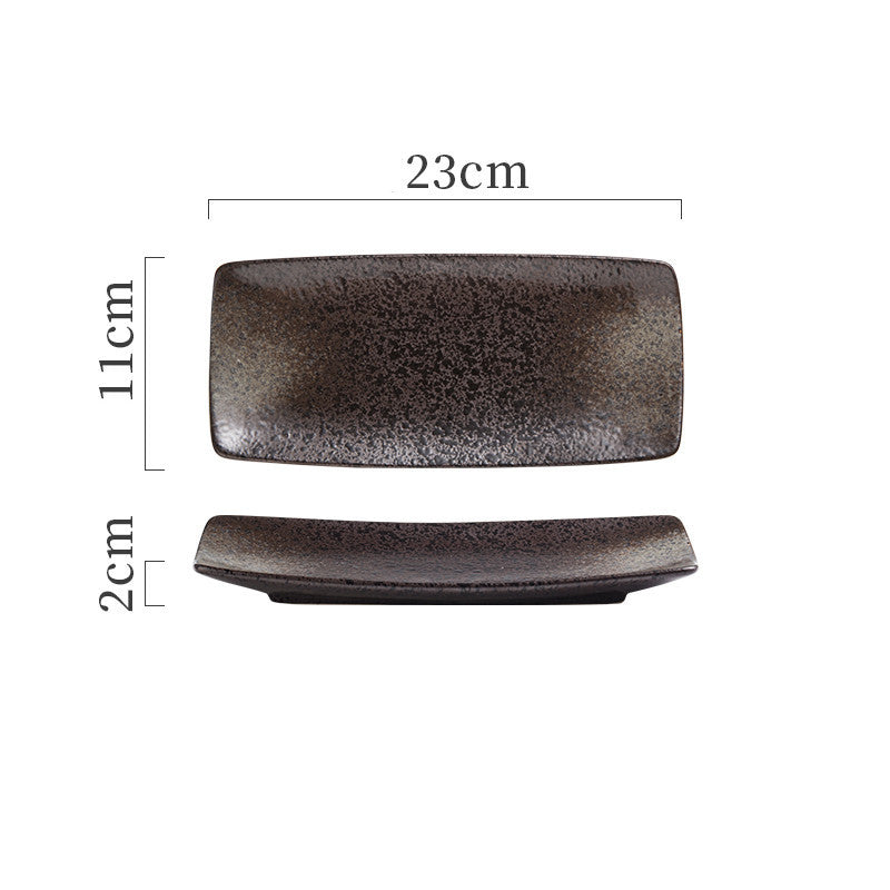 Japanese Ceramic Sushi Plates - Rectangular Porcelain Serving Dish with Underglaze Finish