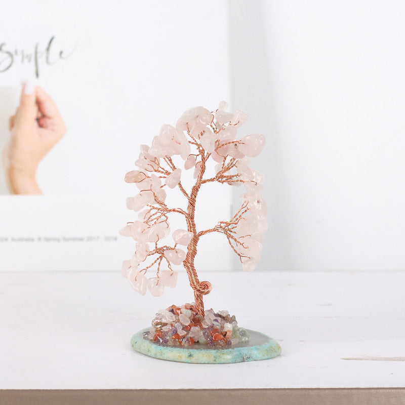 Japanese Healing Crystal Tree - Citrine & Red Agate Feng Shui Table Ornament