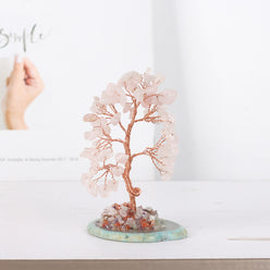 Japanese Healing Crystal Tree - Citrine & Red Agate Feng Shui Table Ornament