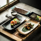 Japanese Ceramic Sushi Plates - Rectangular Porcelain Serving Dish with Underglaze Finish