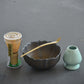 Traditional Ranzhu Matcha Mixer Set - Japanese Ceramic Tea Whisk Holder & Stand