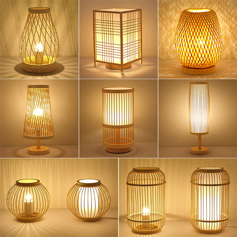 Japanese Atmosphere Table Lamp - Rechargeable Bamboo Light, Retro Minimalist Design