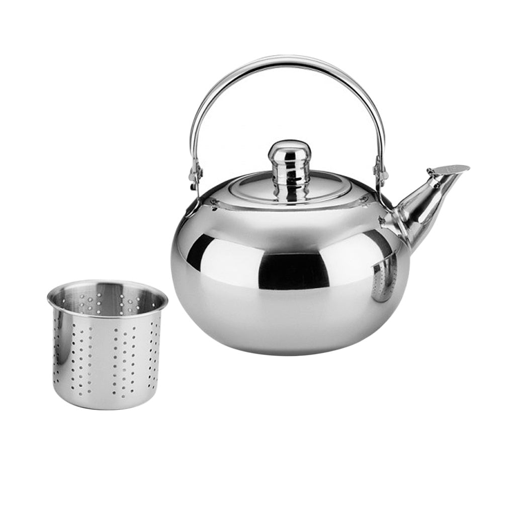 Thickened Stainless Steel Teapot - 1.6L Spherical Kettle for Tea, Milk & Hot Water