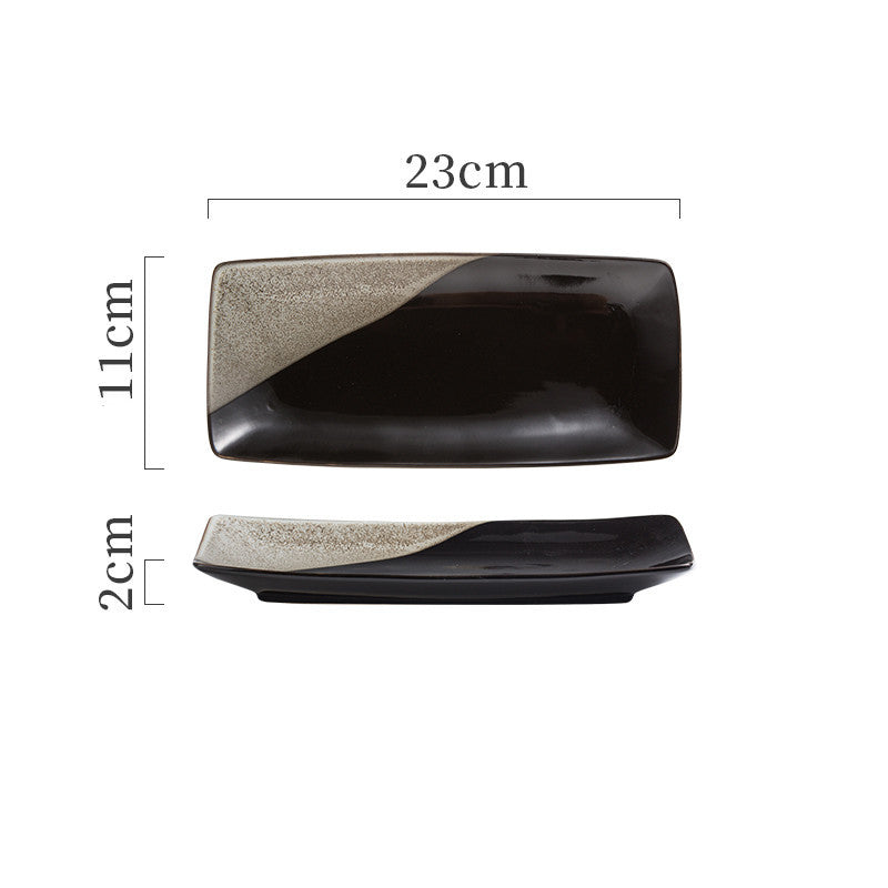 Japanese Ceramic Sushi Plates - Rectangular Porcelain Serving Dish with Underglaze Finish