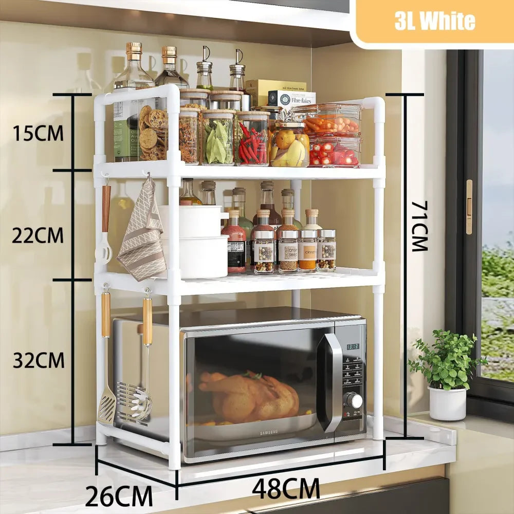 Adjustable Multi-Layer Kitchen Organizer with Heat-Safe Open Design