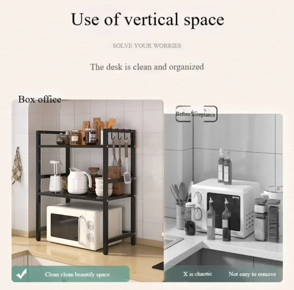 Adjustable Multi-Layer Kitchen Organizer with Heat-Safe Open Design