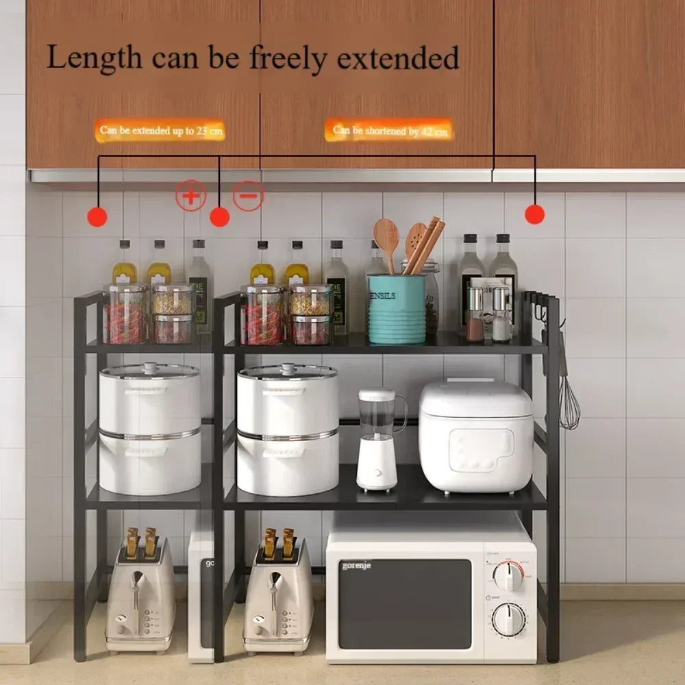 Adjustable Multi-Layer Kitchen Organizer with Heat-Safe Open Design