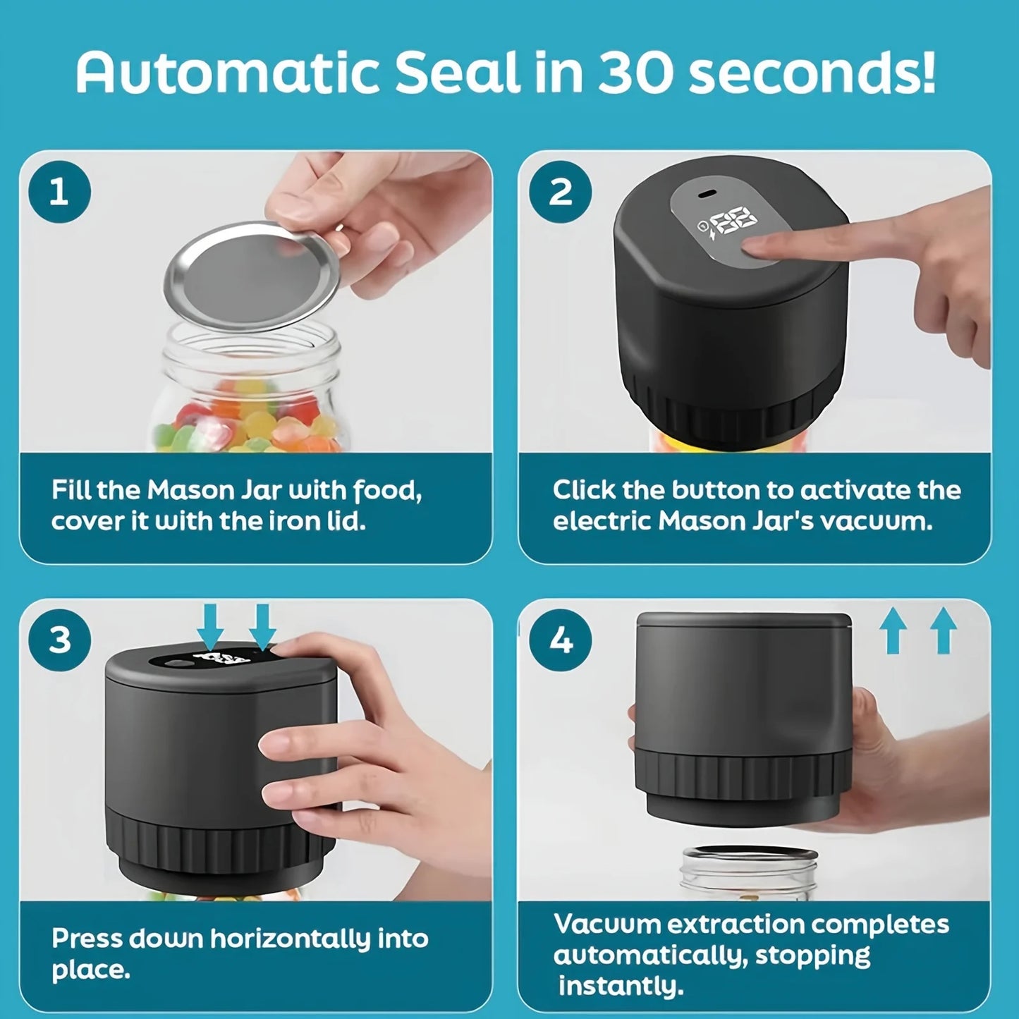 Reusable Mason Jar Vacuum Sealer – Seal, Open & Reseal Anytime