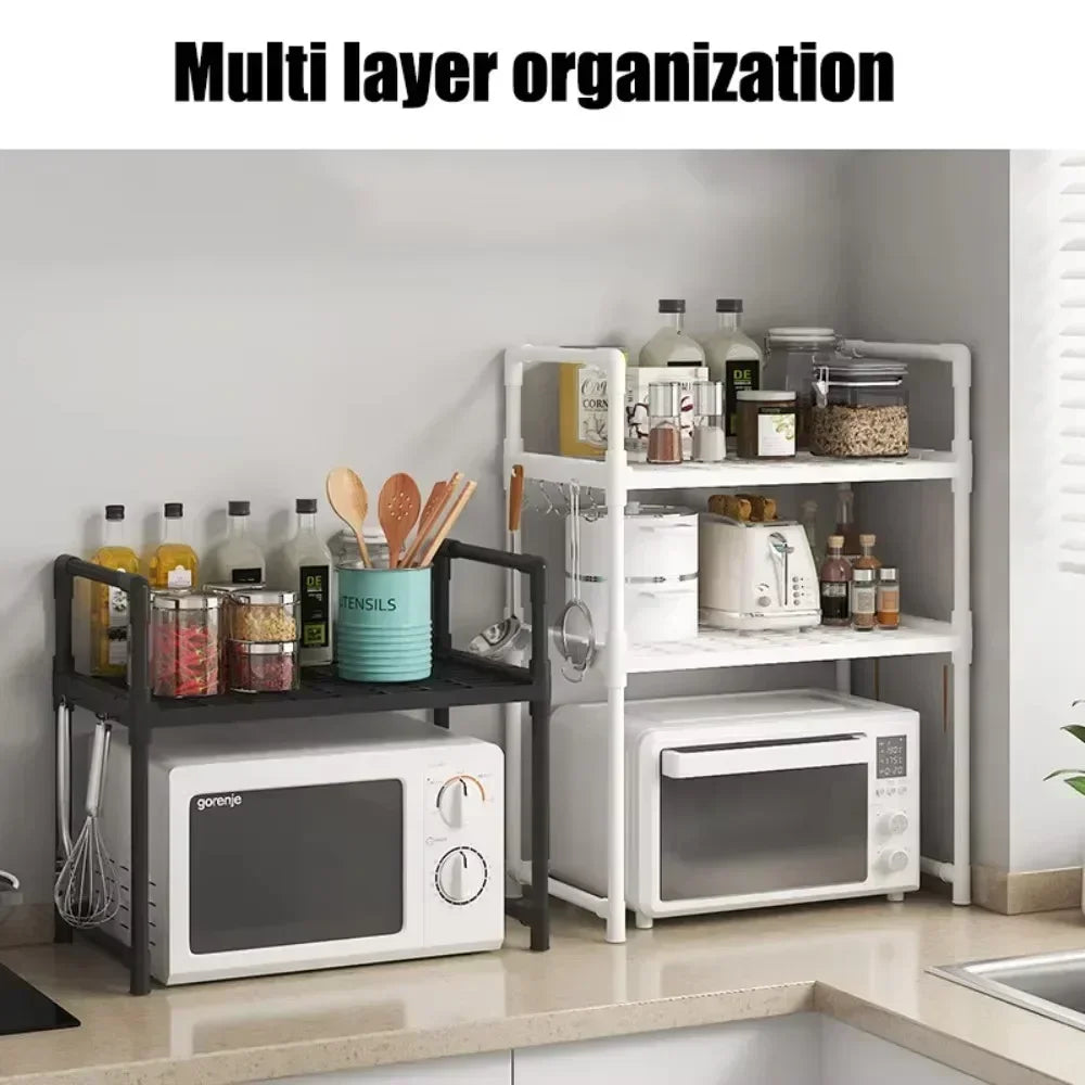 Adjustable Multi-Layer Kitchen Organizer with Heat-Safe Open Design