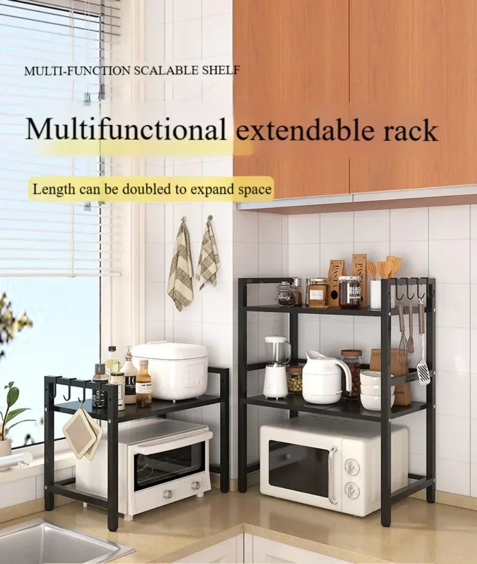 Adjustable Multi-Layer Kitchen Organizer with Heat-Safe Open Design