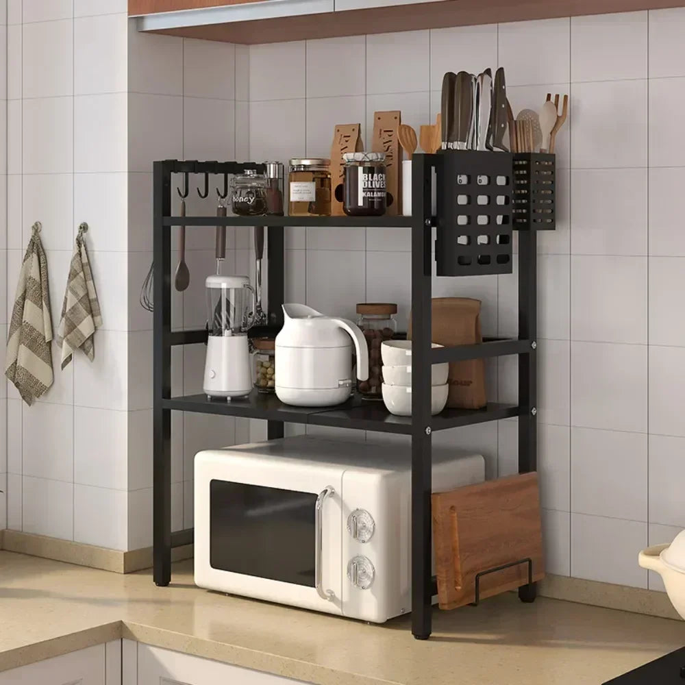 Adjustable Multi-Layer Kitchen Organizer with Heat-Safe Open Design