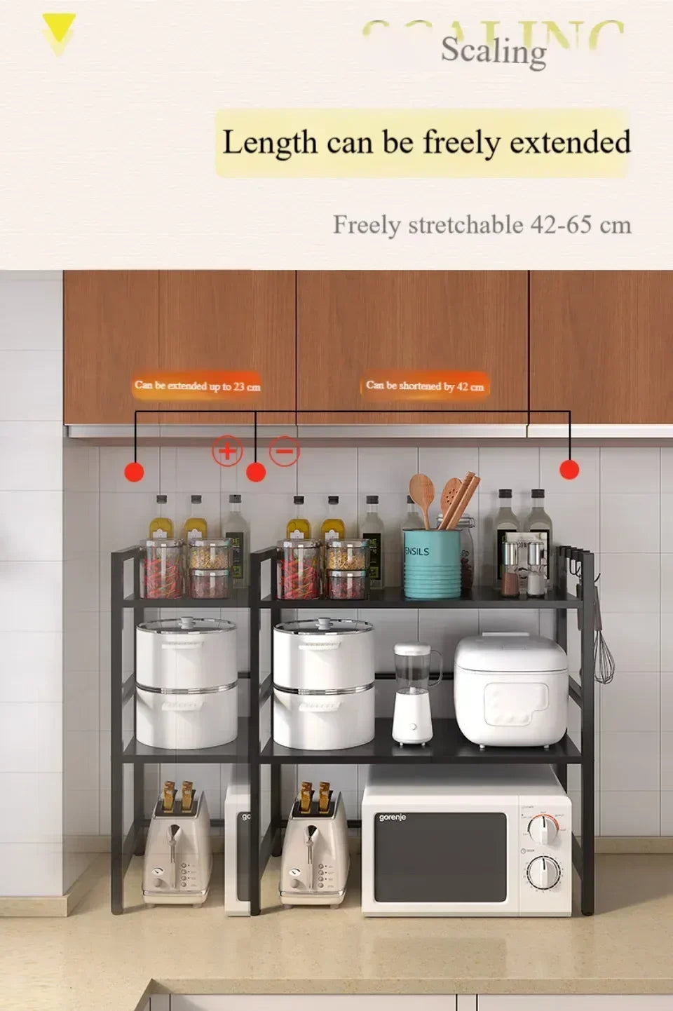 Adjustable Multi-Layer Kitchen Organizer with Heat-Safe Open Design