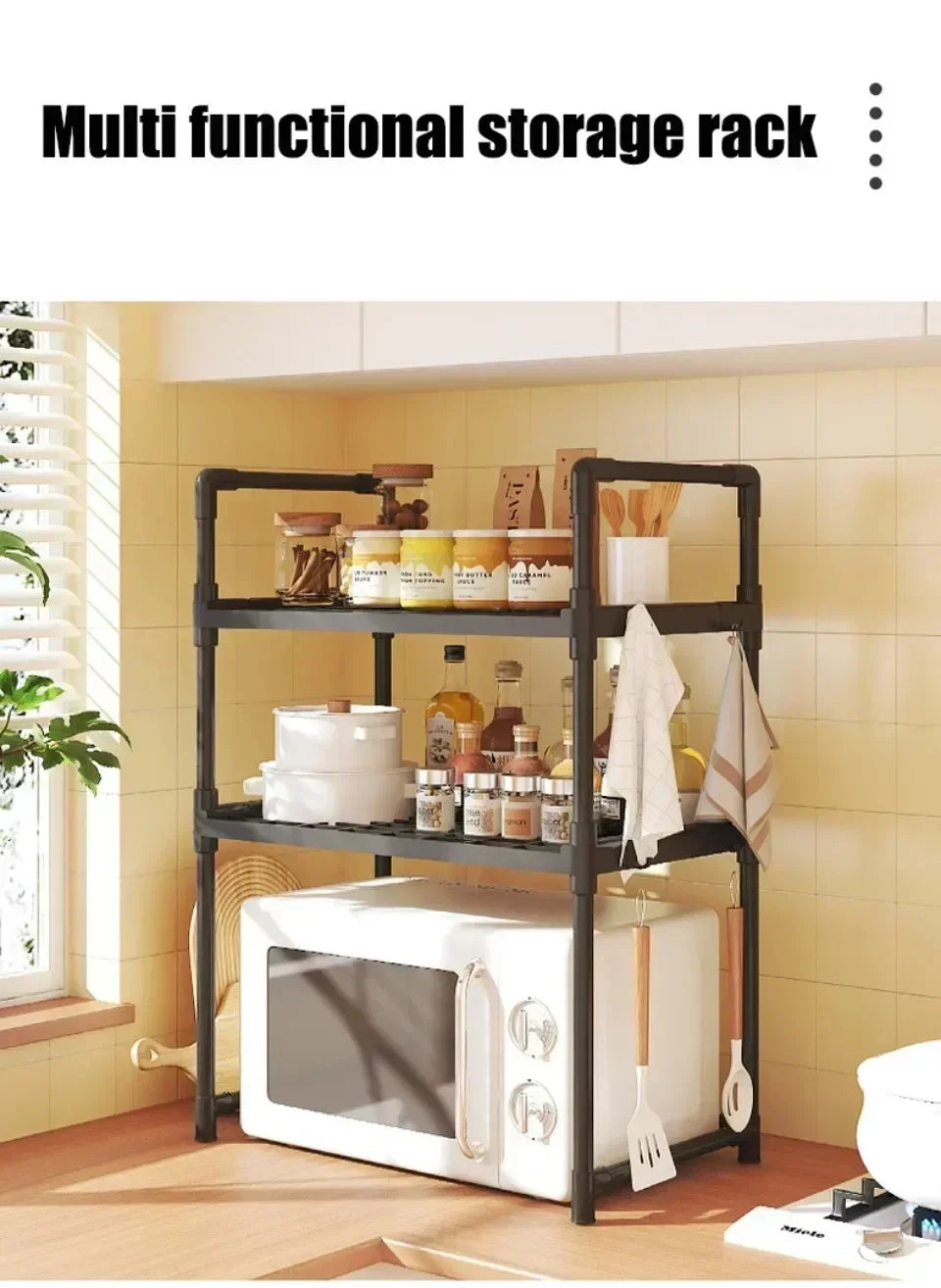 Adjustable Multi-Layer Kitchen Organizer with Heat-Safe Open Design