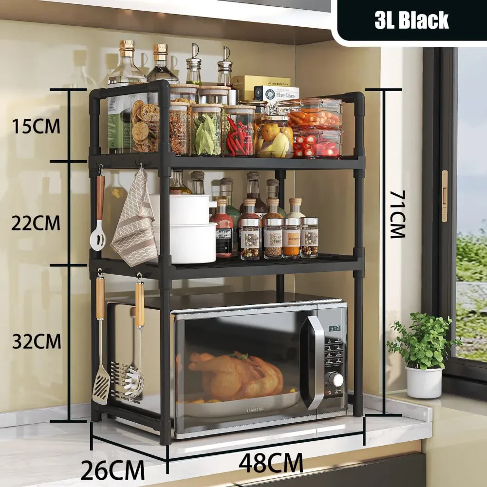 Adjustable Multi-Layer Kitchen Organizer with Heat-Safe Open Design
