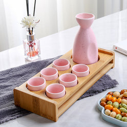 Japanese Sake Set - Handcrafted Ceramic Sake Pot & Cups, Ancient-Inspired Design