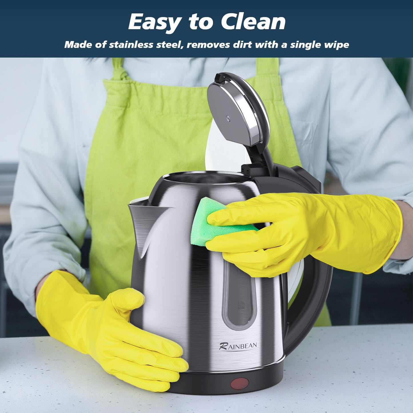 Electric Kettle Water Boiler - 1.8L Stainless Steel Kettle for Tea & Coffee, Auto Shut-Off & Boil-Dry Protection