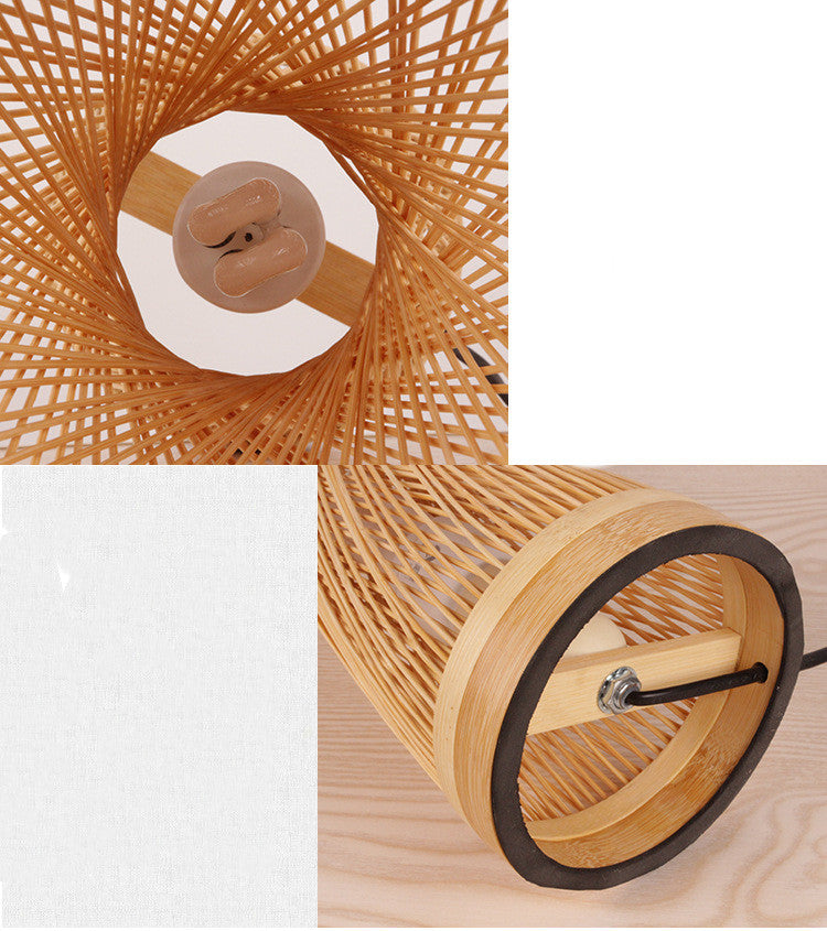 Creative Japanese Table Lamp - Minimalist Bamboo Wood Bedside Light