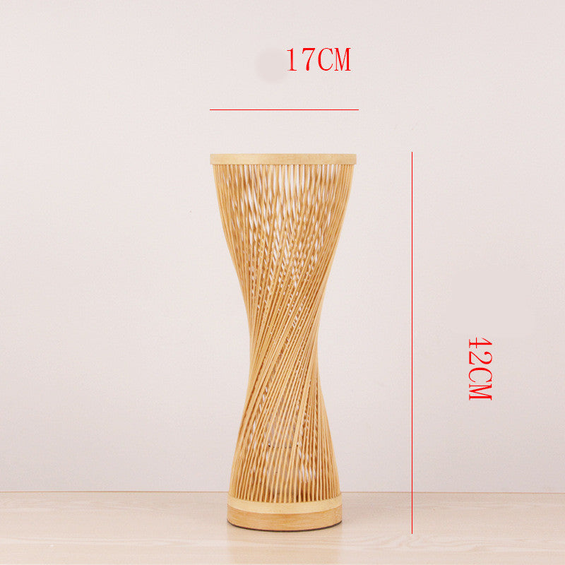 Creative Japanese Table Lamp - Minimalist Bamboo Wood Bedside Light